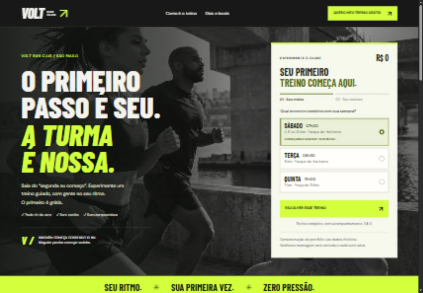 Vista previa de la landing page Volt Run Club